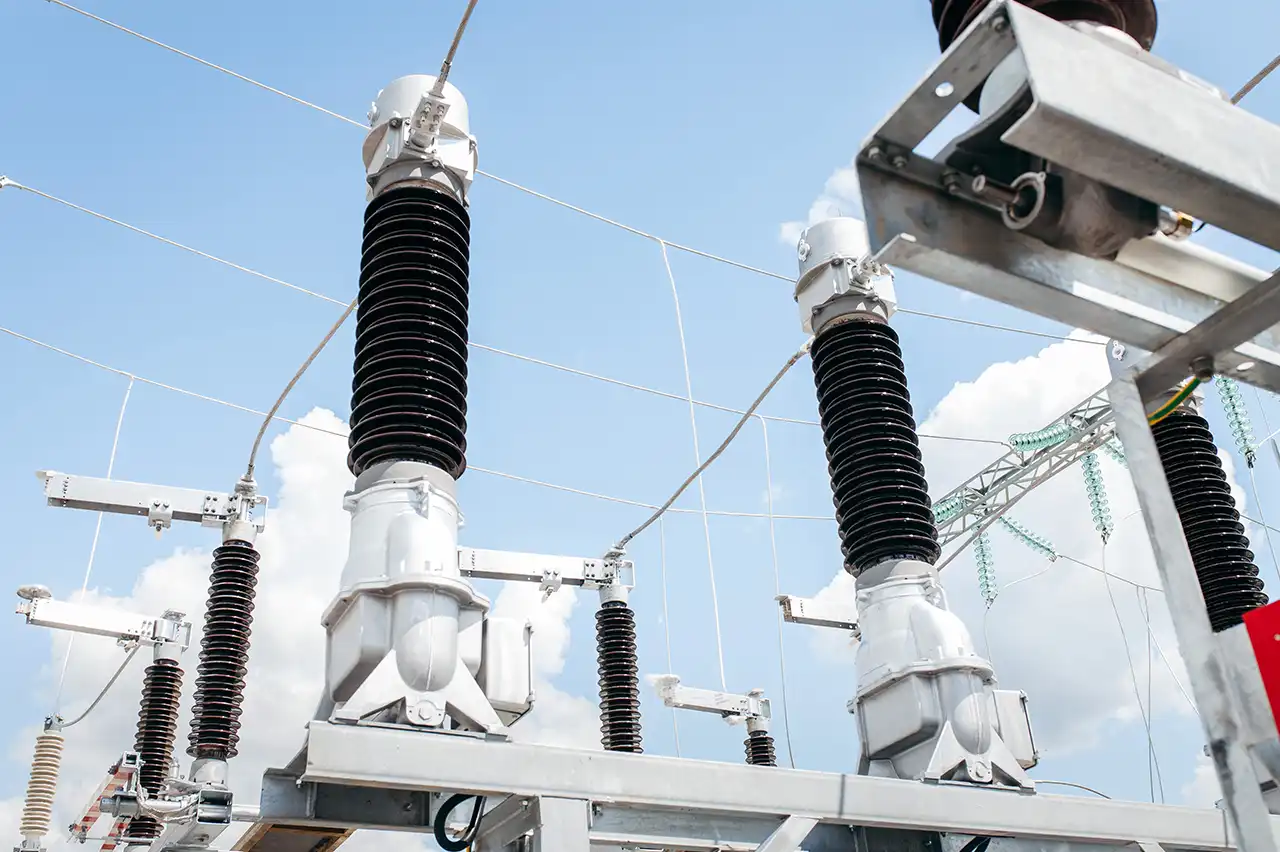 High-voltage substation equipment supporting electric utility service